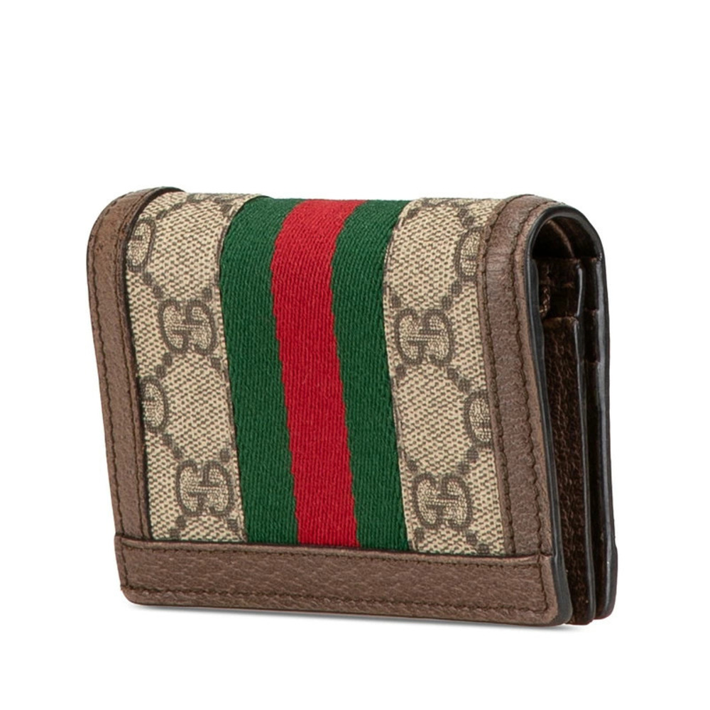 Gucci Multicolor Leather Ophidia Wallet fold Supreme Compact GG Beige Bi
